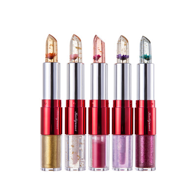 カイリジュメイ フラワージェリー リップスティックス グリッターグロス 口紅 Kailijumei Flower Lip Kitrose Lipstick